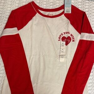 Cat & Jack Red and White Love You Long Sleeve Tee